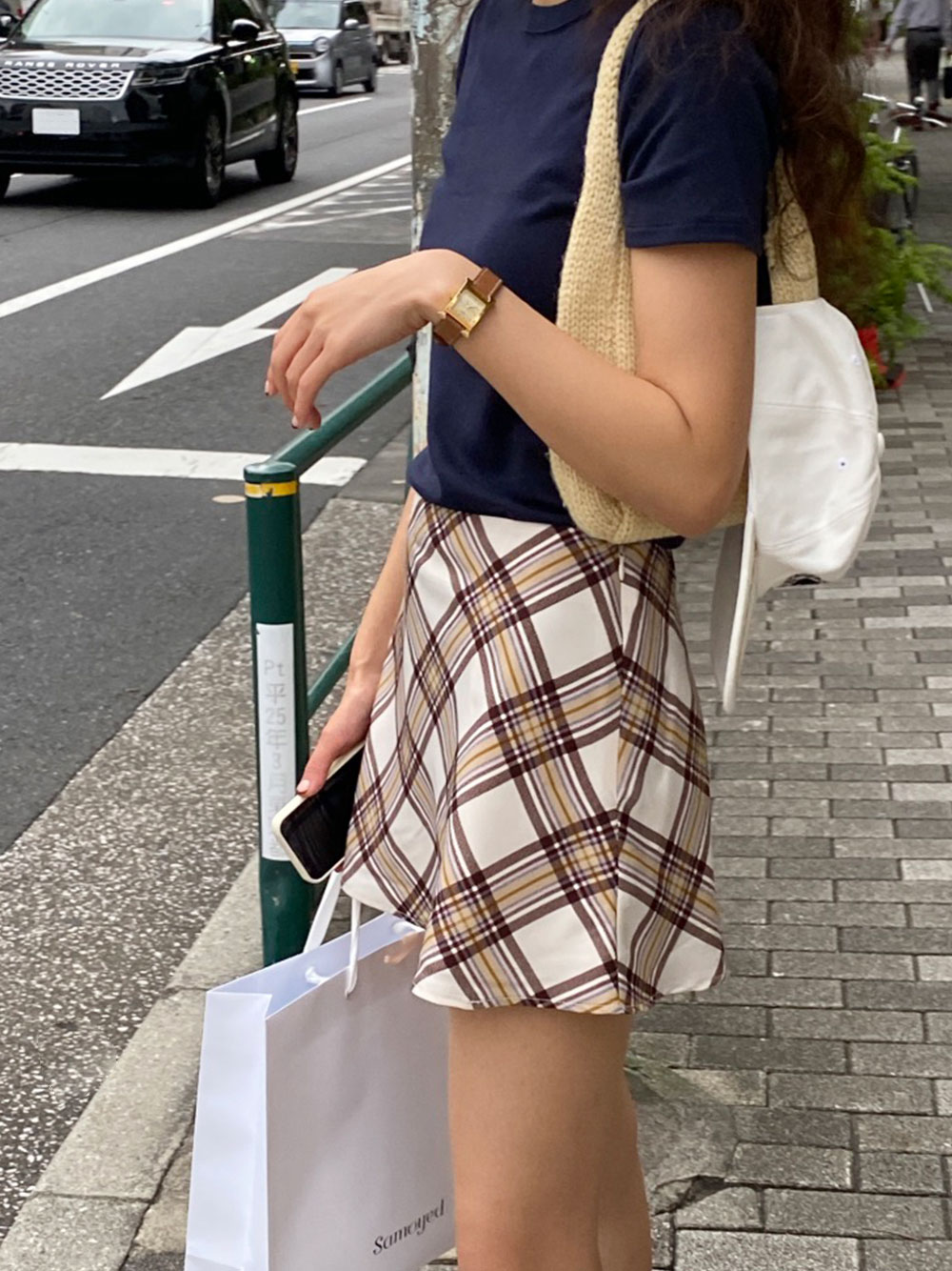 samoyed check skirt